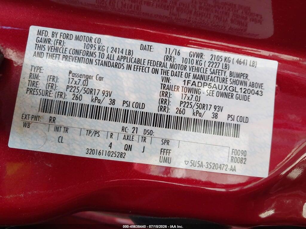 1FADP5AUXGL120043 2016 FORD C-MAX HYBRID photo no. 9