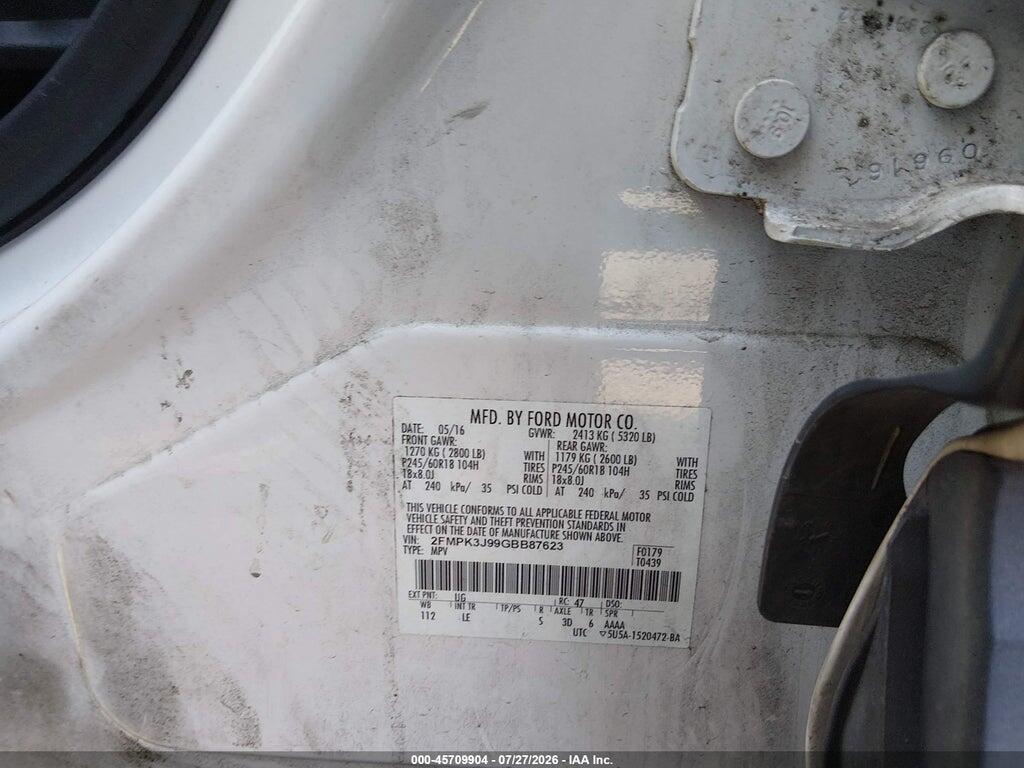 2FMPK3J99GBB87623 2016 FORD EDGE photo no. 9