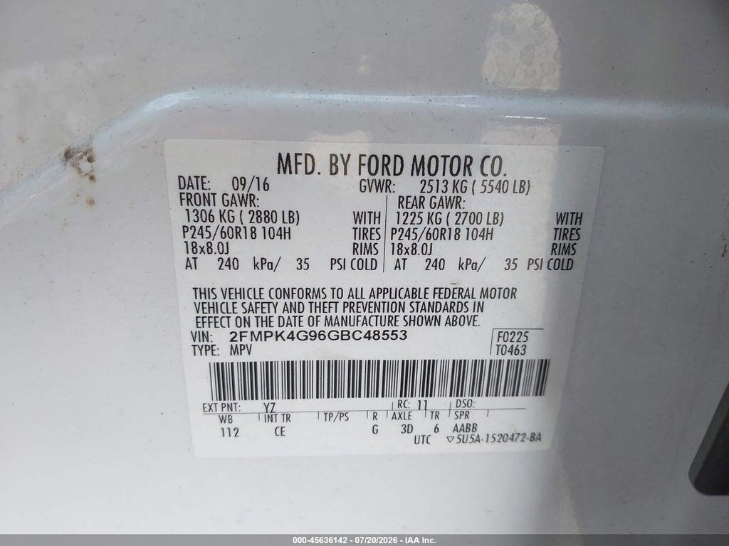 2FMPK4G96GBC48553 2016 FORD EDGE photo no. 9
