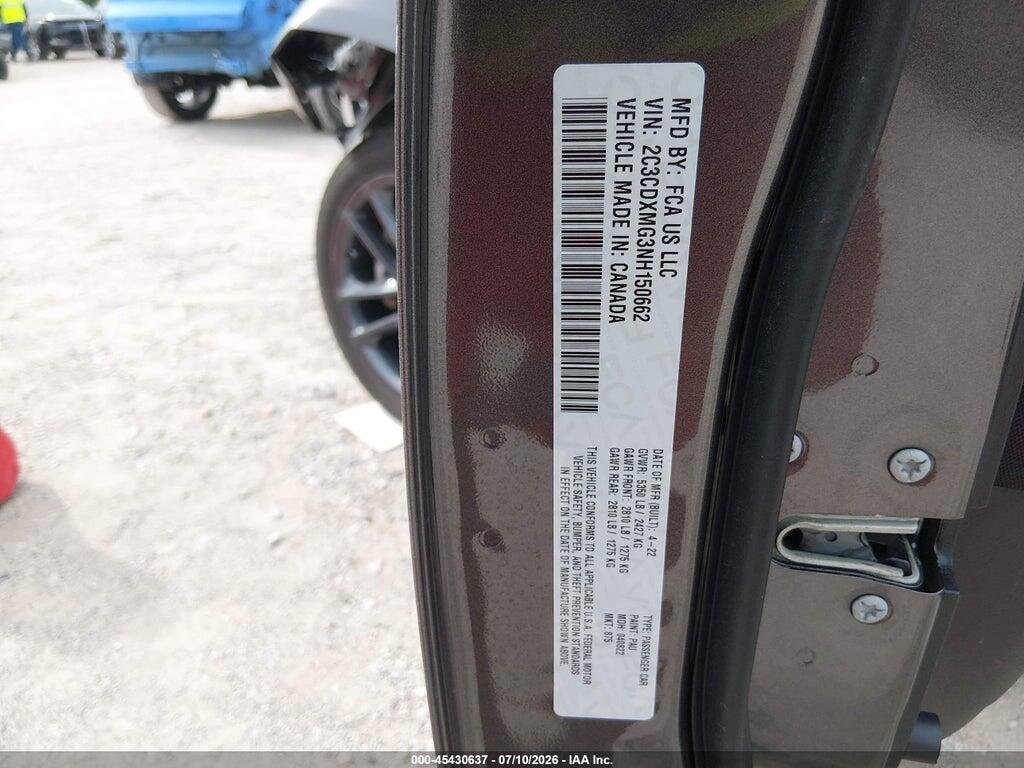 2C3CDXMG3NH150662 2022 DODGE CHARGER photo no. 9