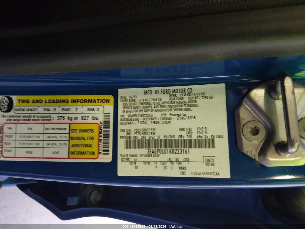 3FA6P0LU1KR223161 2019 FORD FUSION HYBRID photo no. 9