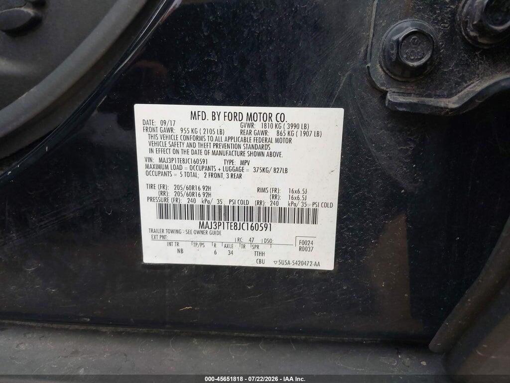 MAJ3P1TE8JC160591 2018 FORD ECOSPORT photo no. 9