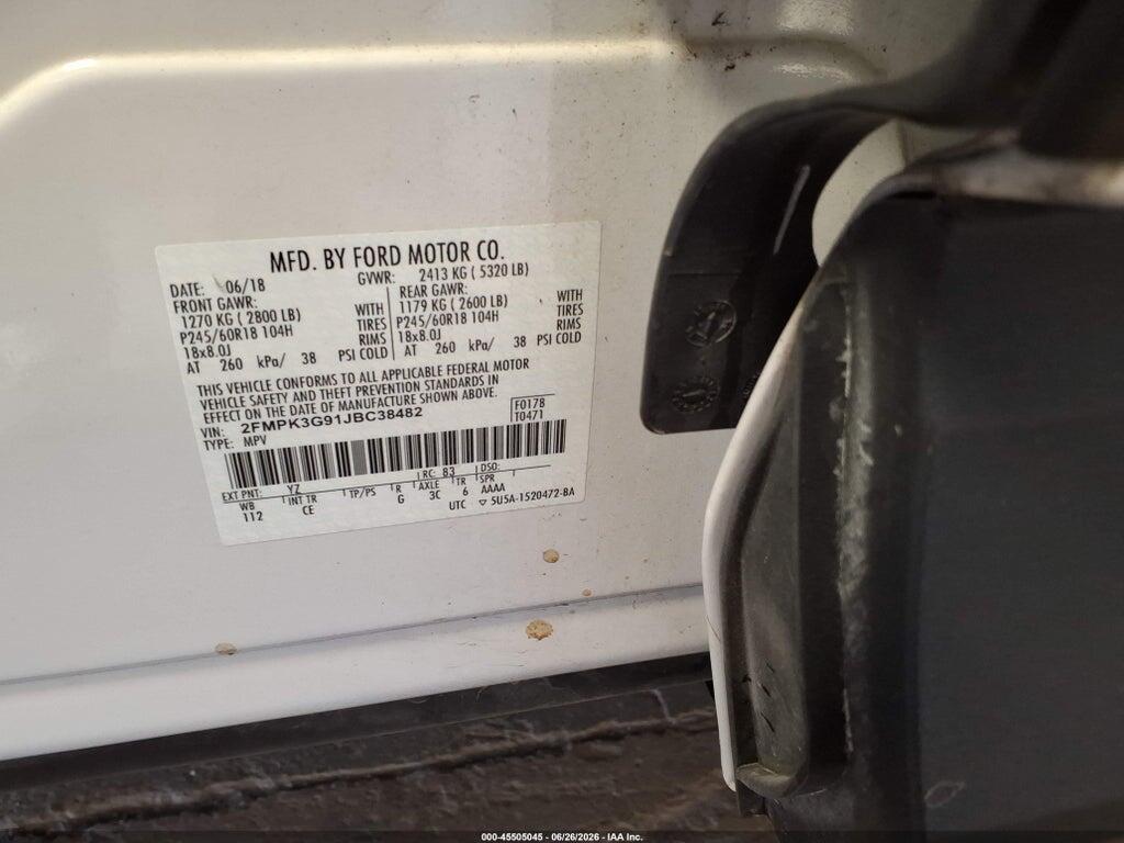 2FMPK3G91JBC38482 2018 FORD EDGE photo no. 9