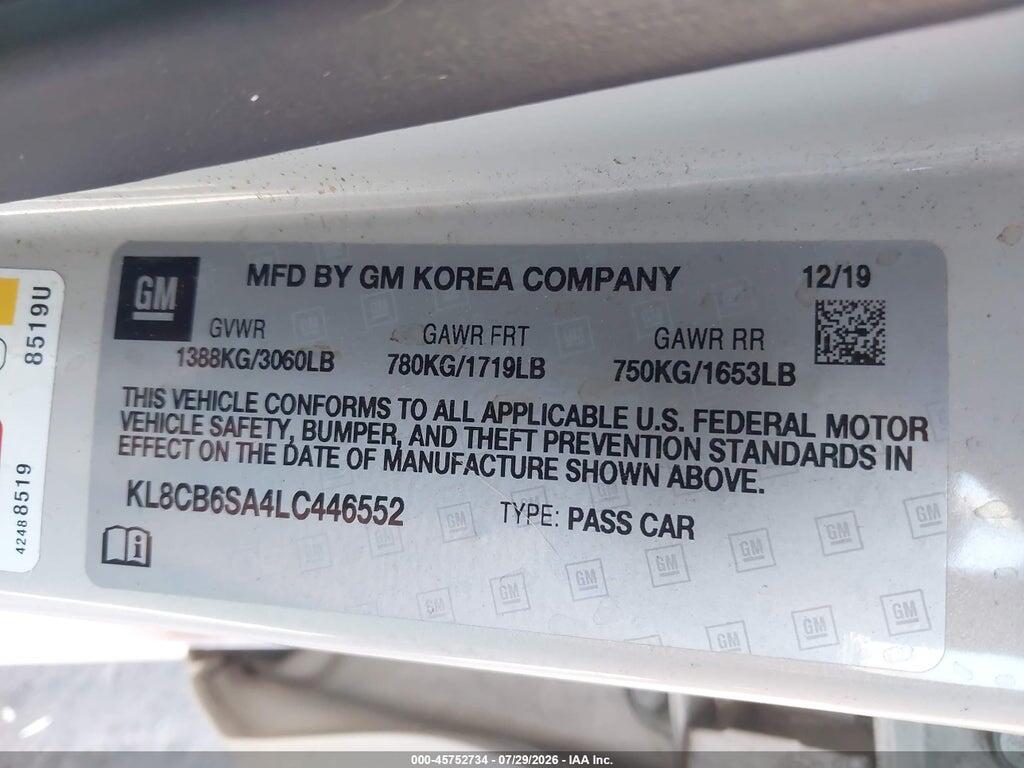 KL8CB6SA4LC446552 2020 CHEVROLET SPARK photo no. 9