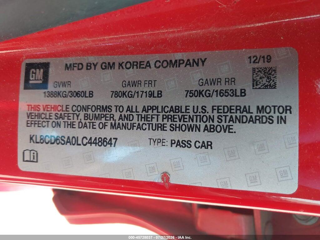 KL8CD6SA0LC448647 2020 CHEVROLET SPARK photo no. 9