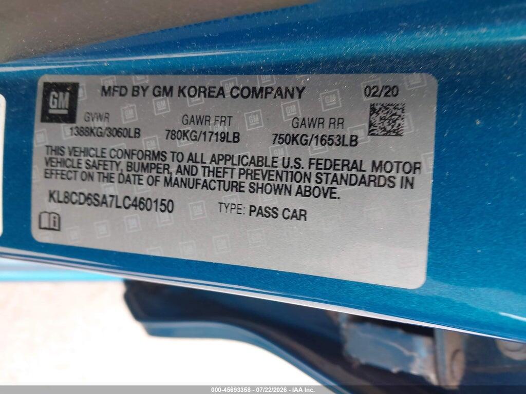 KL8CD6SA7LC460150 2020 CHEVROLET SPARK photo no. 9