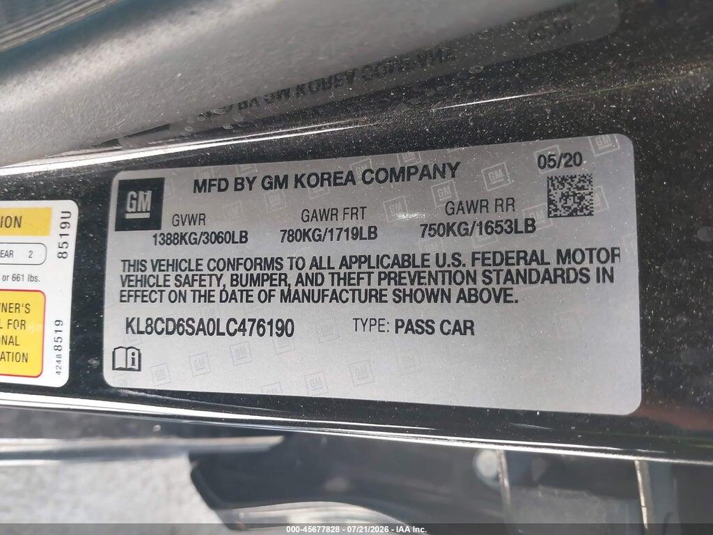 KL8CD6SA0LC476190 2020 CHEVROLET SPARK photo no. 9