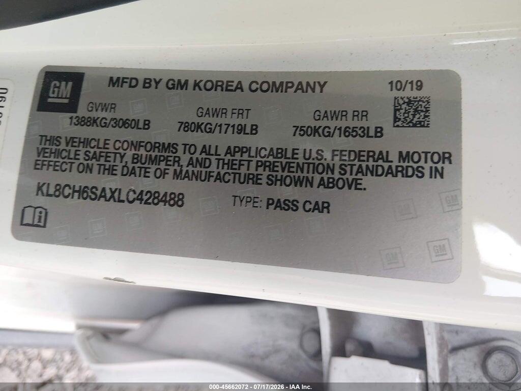 KL8CH6SAXLC428488 2020 CHEVROLET SPARK photo no. 9