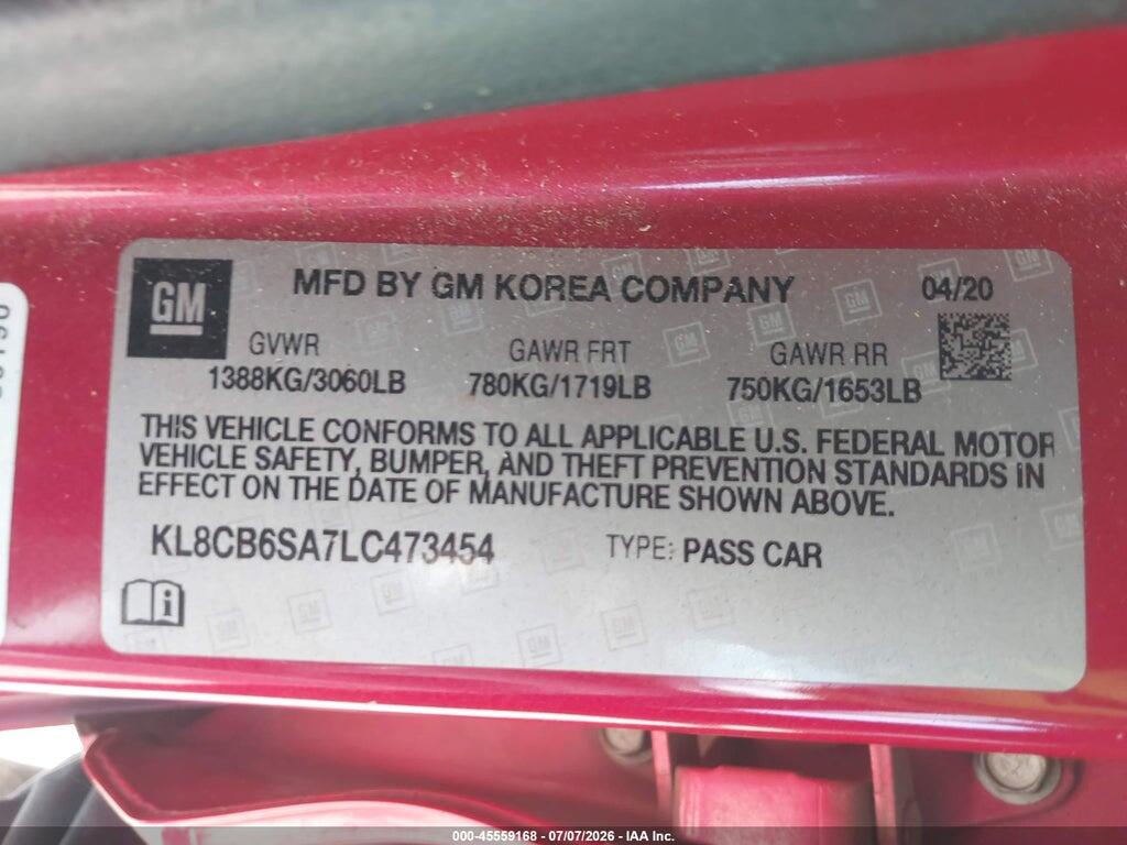 KL8CB6SA7LC473454 2020 CHEVROLET SPARK photo no. 9