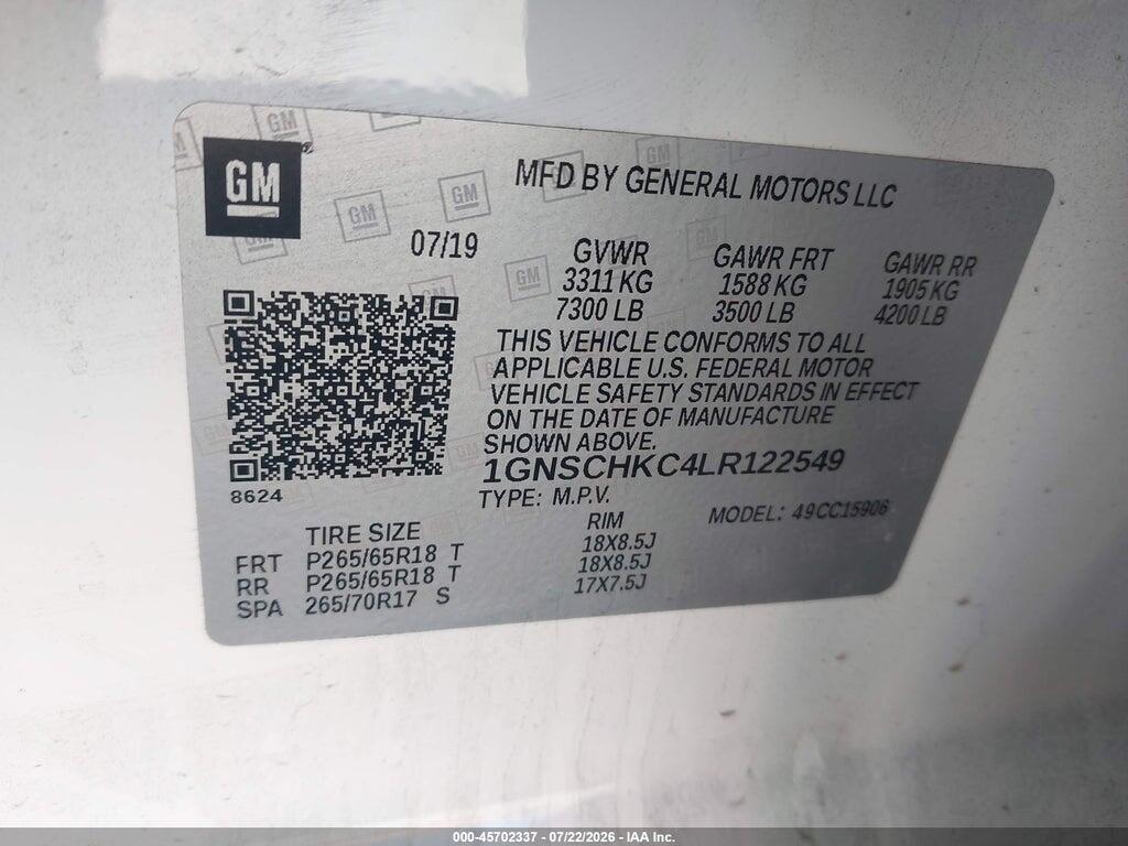 1GNSCHKC4LR122549 2020 CHEVROLET SUBURBAN photo no. 9
