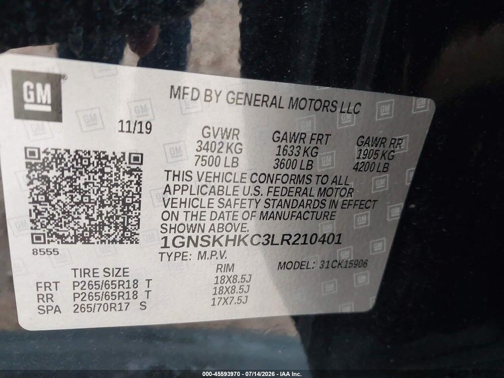 1GNSKHKC3LR210401 2020 CHEVROLET SUBURBAN photo no. 9