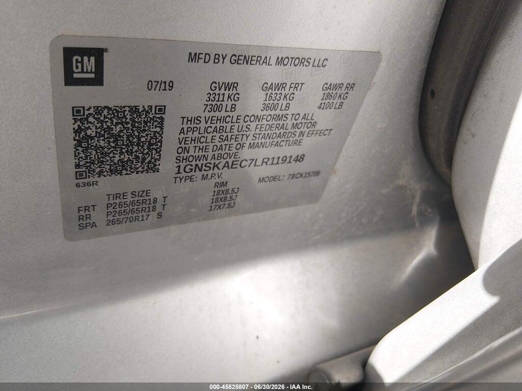 1GNSKAEC7LR119148 2020 CHEVROLET TAHOE photo no. 9