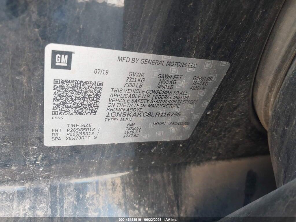 1GNSKAKC8LR116795 2020 CHEVROLET TAHOE photo no. 9