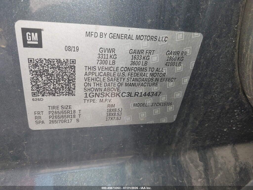 1GNSKBKC3LR144347 2020 CHEVROLET TAHOE photo no. 9