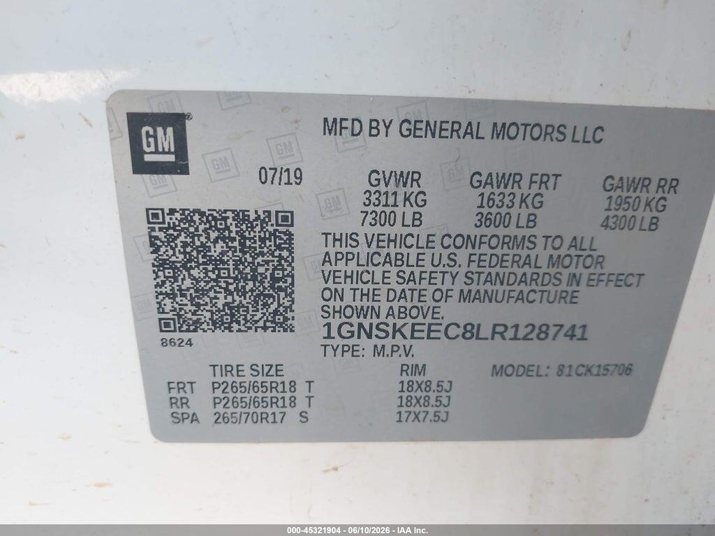 1GNSKEEC8LR128741 2020 CHEVROLET TAHOE photo no. 9