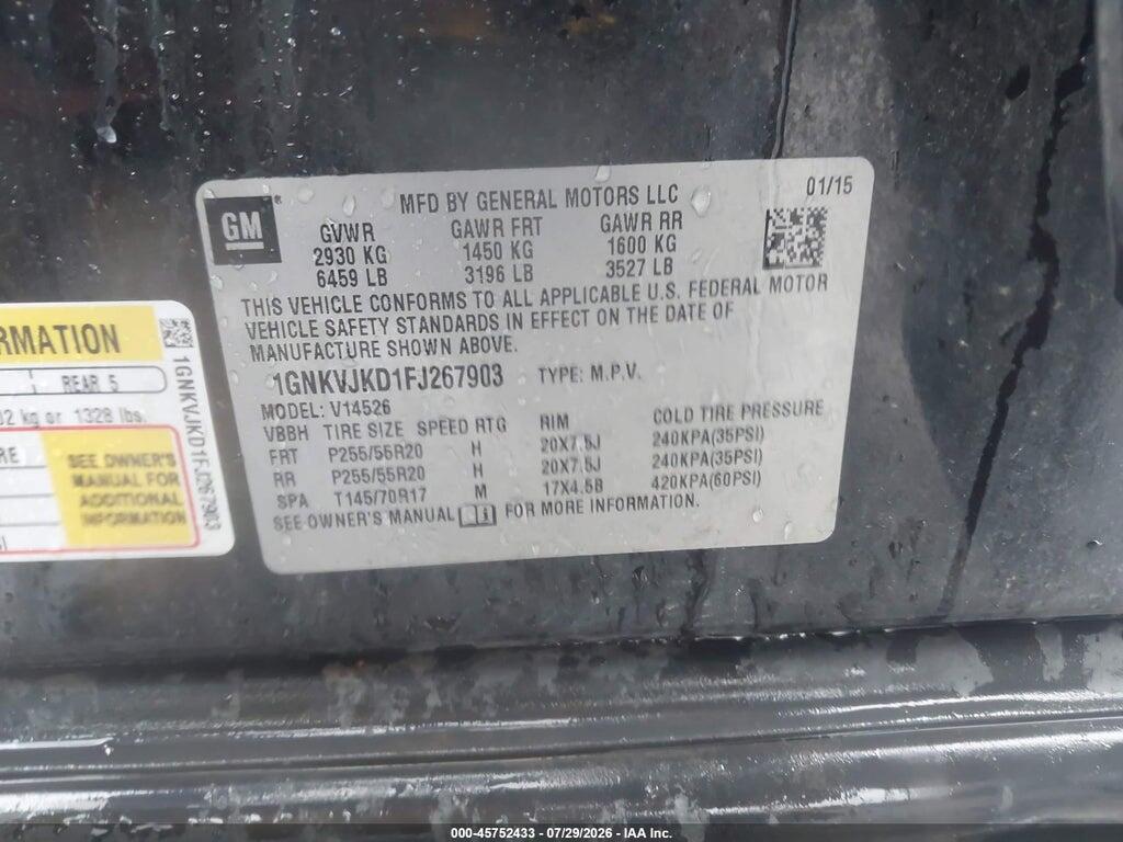 1GNKVJKD1FJ267903 2015 CHEVROLET TRAVERSE photo no. 9