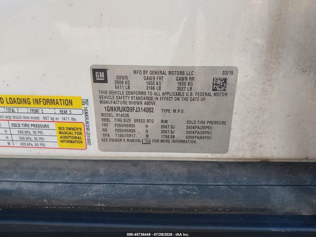 1GNKRJKD9FJ314082 2015 CHEVROLET TRAVERSE photo no. 9
