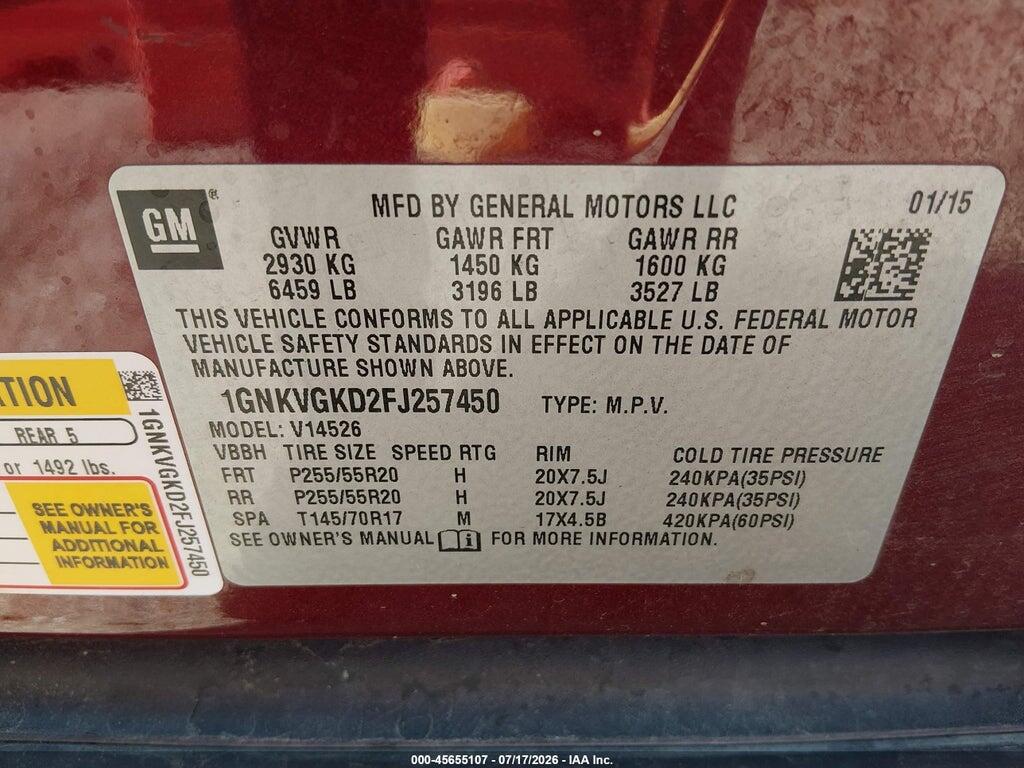 1GNKVGKD2FJ257450 2015 CHEVROLET TRAVERSE photo no. 9