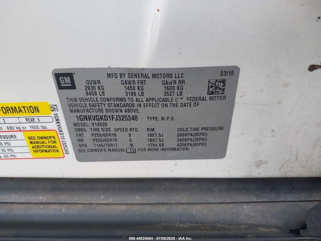 1GNKVGKD1FJ325348 2015 CHEVROLET TRAVERSE photo no. 9