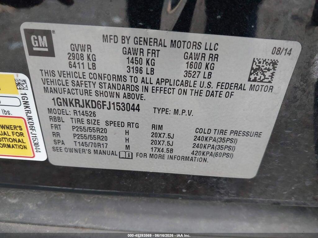1GNKRJKD6FJ153044 2015 CHEVROLET TRAVERSE photo no. 9