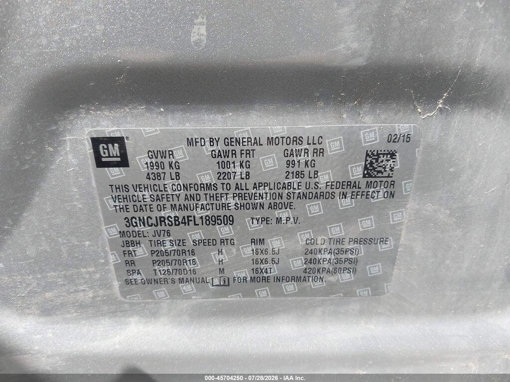 3GNCJRSB4FL189509 2015 CHEVROLET TRAX photo no. 9
