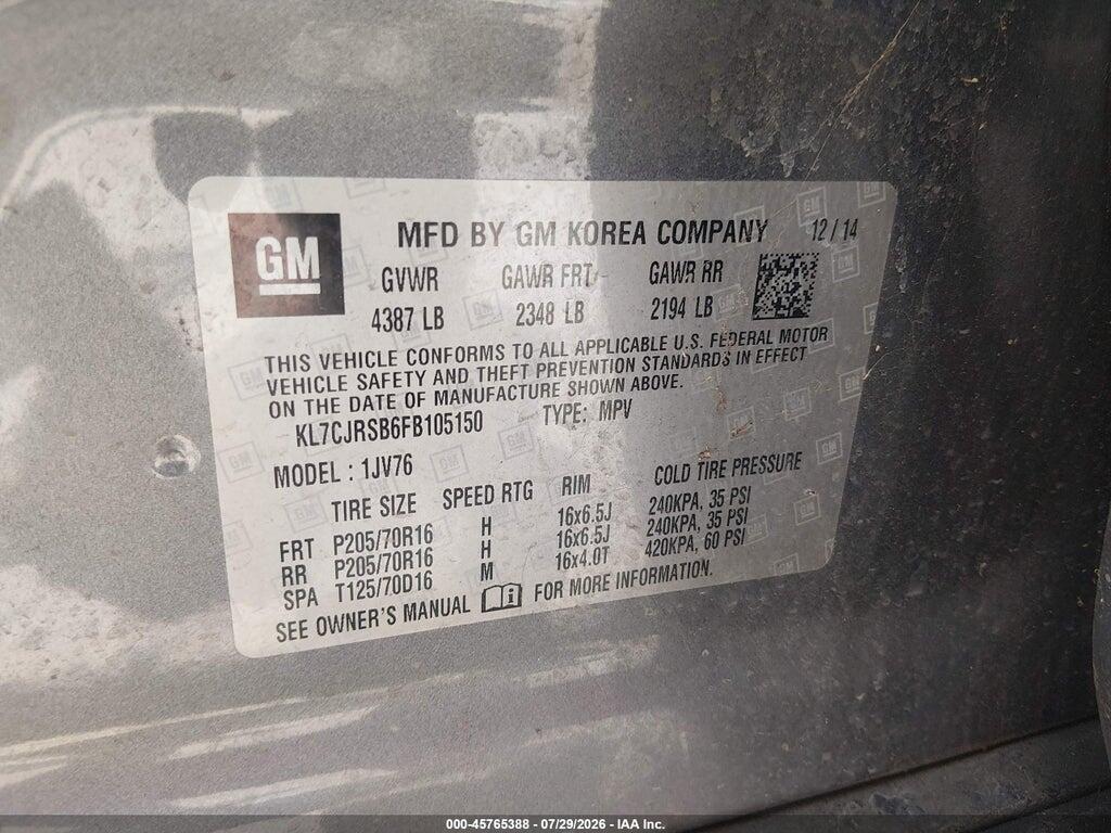 KL7CJRSB6FB105150 2015 CHEVROLET TRAX photo no. 9