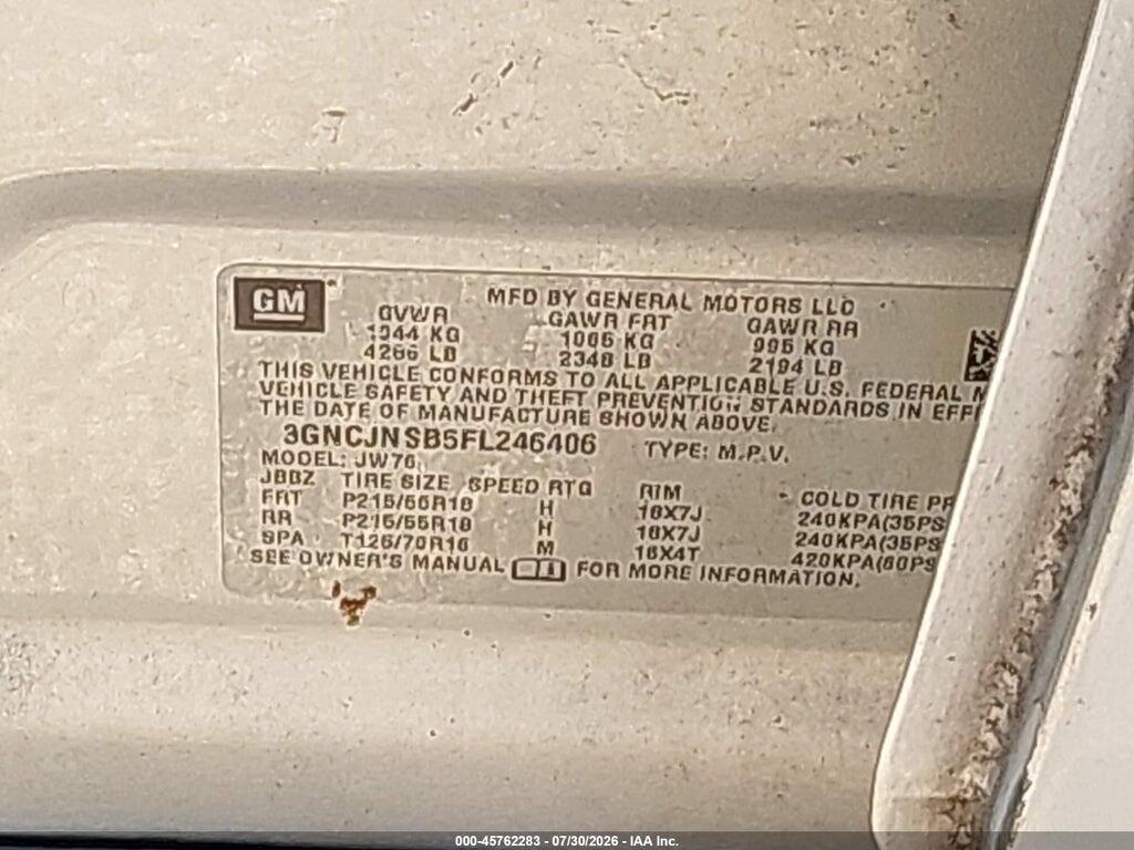 3GNCJNSB5FL246406 2015 CHEVROLET TRAX photo no. 9