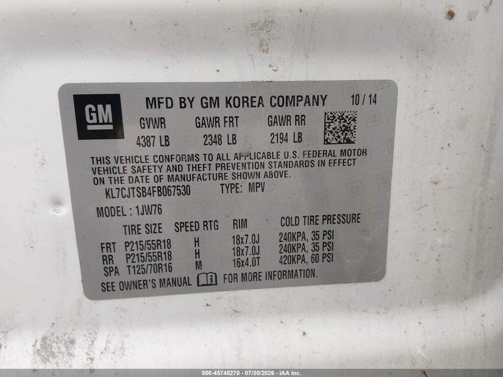 KL7CJTSB4FB067530 2015 CHEVROLET TRAX photo no. 9