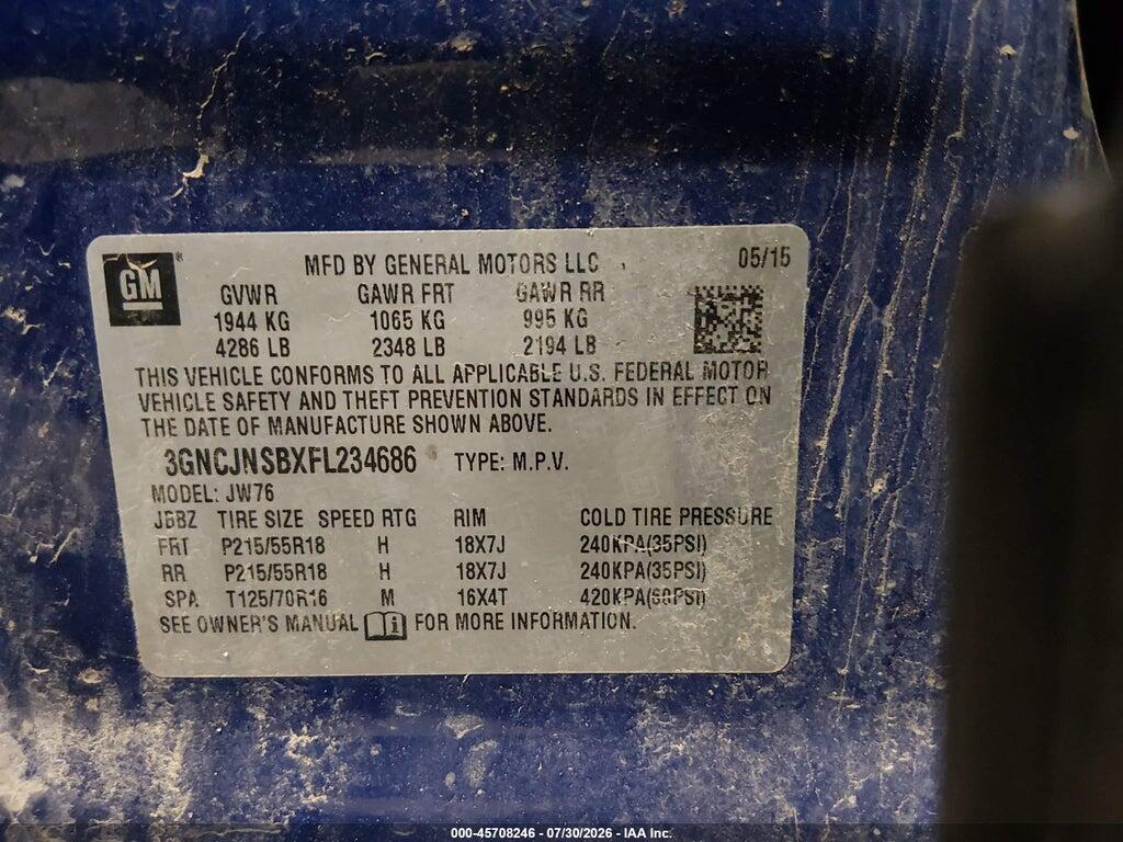 3GNCJNSBXFL234686 2015 CHEVROLET TRAX photo no. 9