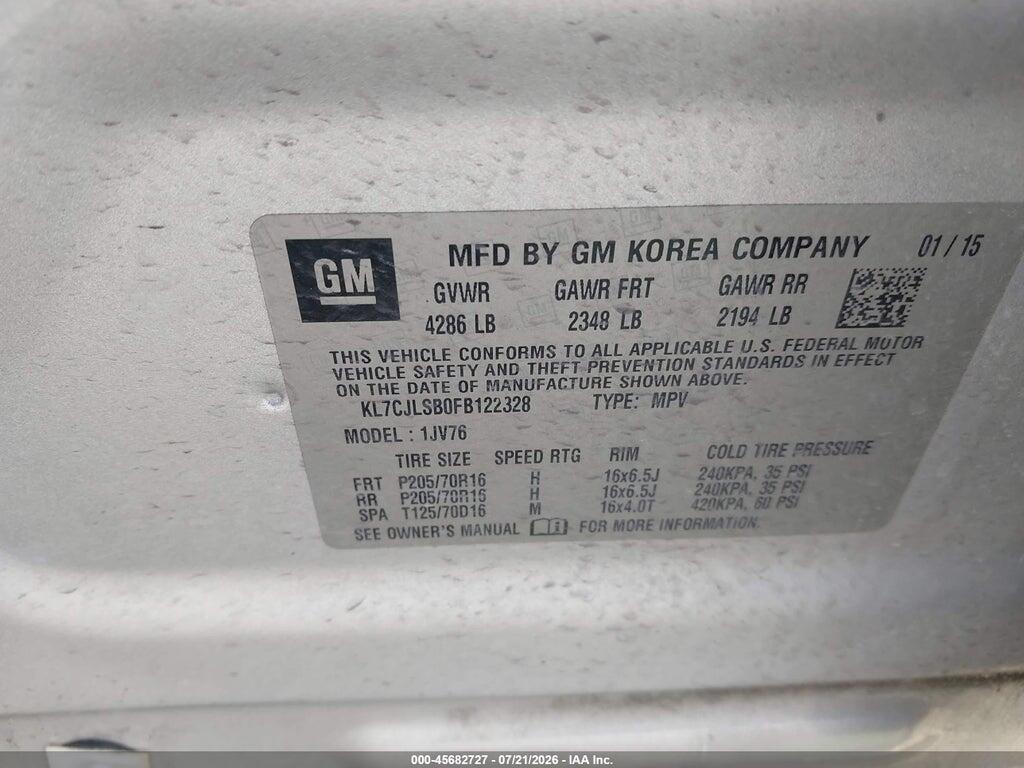 KL7CJLSB0FB122328 2015 CHEVROLET TRAX photo no. 9