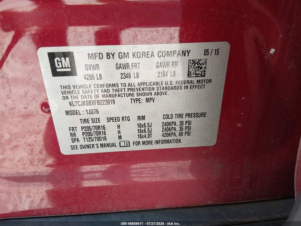 KL7CJKSBXFB223919 2015 CHEVROLET TRAX photo no. 9