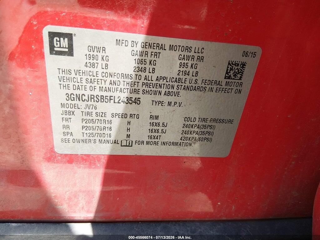3GNCJRSB5FL243545 2015 CHEVROLET TRAX photo no. 9
