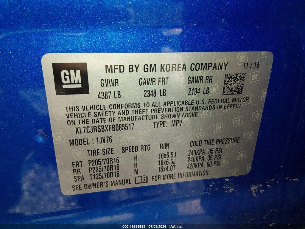KL7CJRSBXFB085517 2015 CHEVROLET TRAX photo no. 9