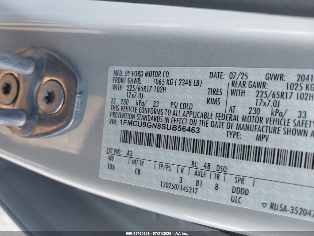 1FMCU9GN8SUB56463 2025 FORD ESCAPE photo no. 9