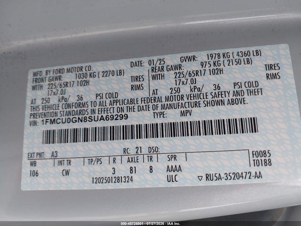 1FMCU0GN8SUA69299 2025 FORD ESCAPE photo no. 9