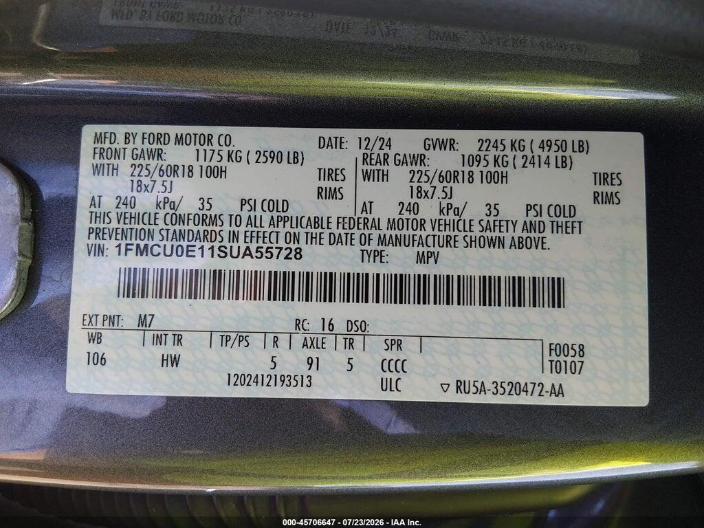1FMCU0E11SUA55728 2025 FORD ESCAPE photo no. 9