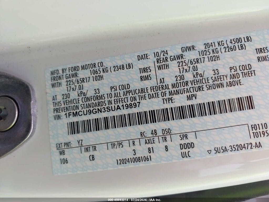 1FMCU9GN3SUA19897 2025 FORD ESCAPE photo no. 9