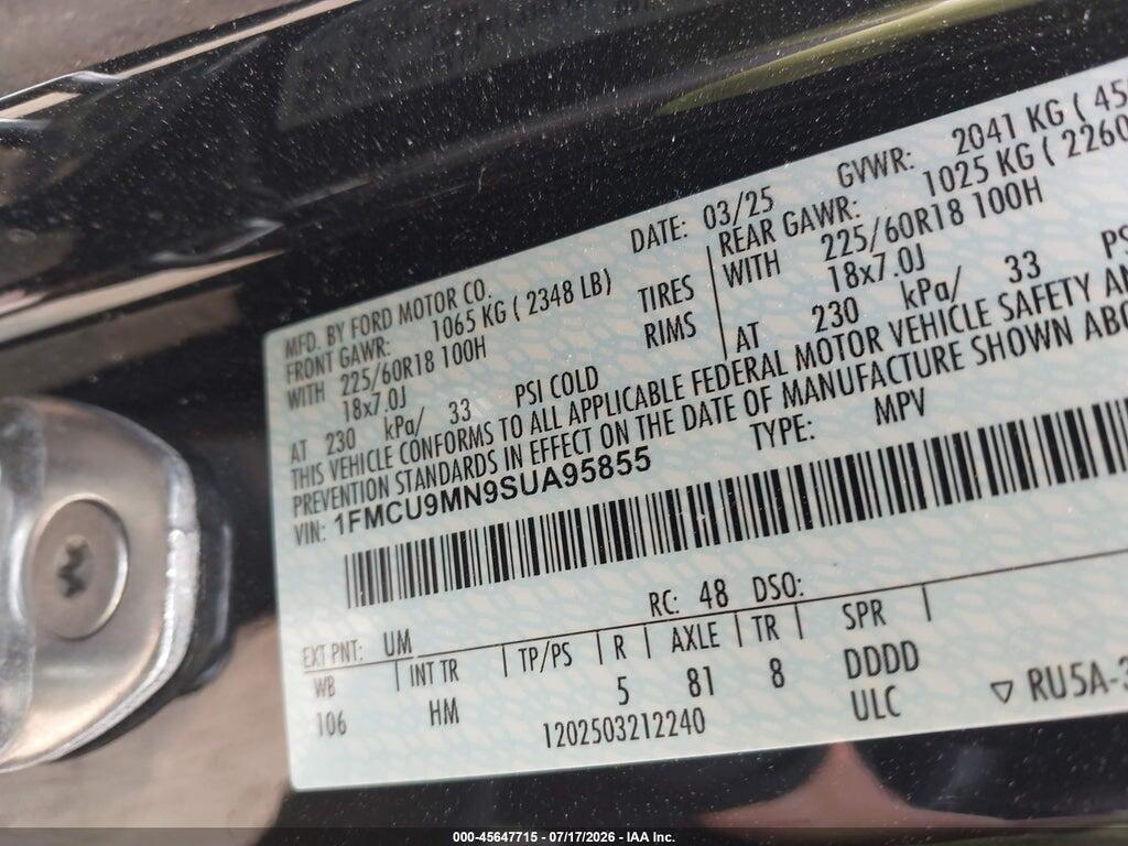 1FMCU9MN9SUA95855 2025 FORD ESCAPE photo no. 9