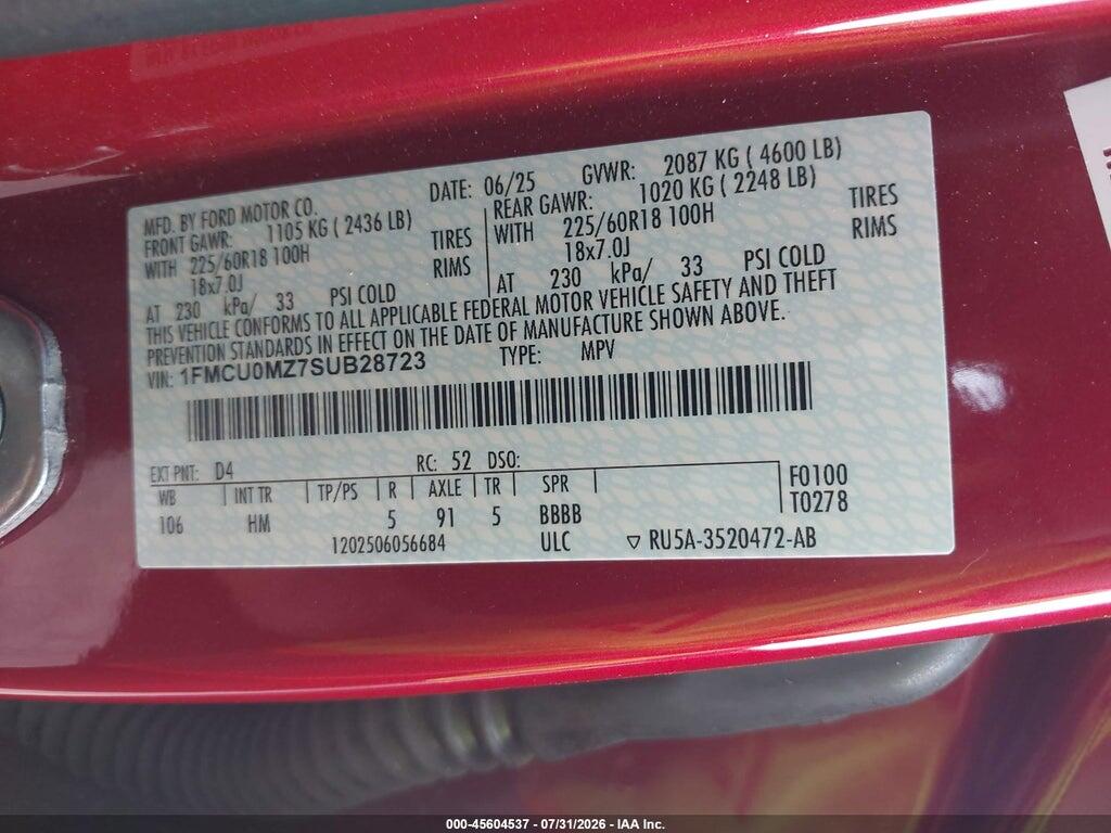 1FMCU0MZ7SUB28723 2025 FORD ESCAPE photo no. 9