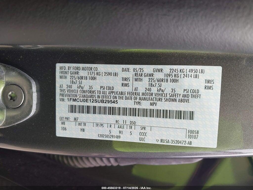 1FMCU0E12SUB29545 2025 FORD ESCAPE photo no. 9