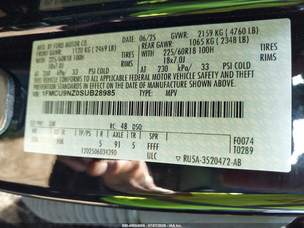 1FMCU9NZ0SUB28985 2025 FORD ESCAPE photo no. 9