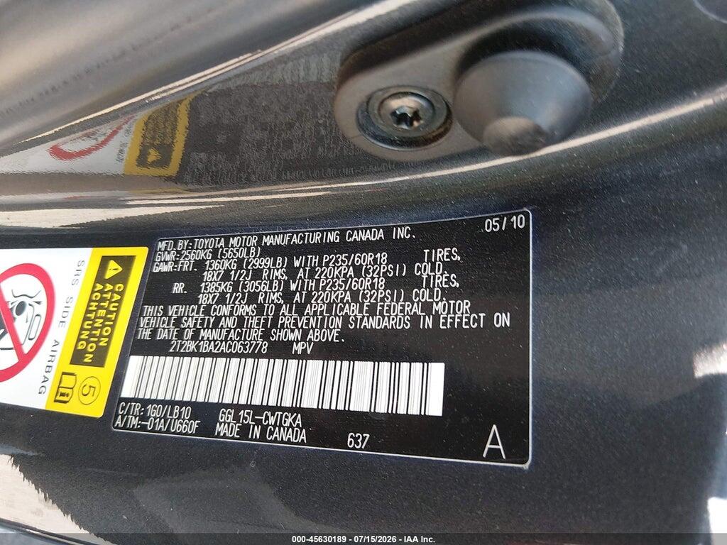 2T2BK1BA2AC063778 2010 LEXUS RX 350 photo no. 9