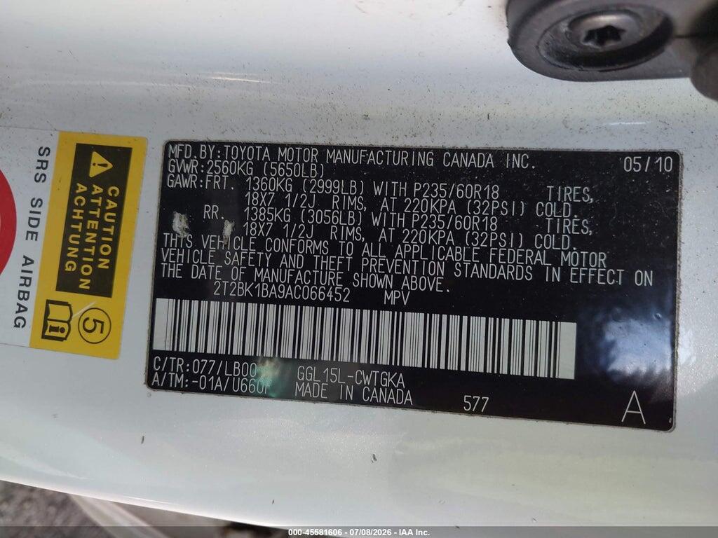 2T2BK1BA9AC066452 2010 LEXUS RX 350 photo no. 9
