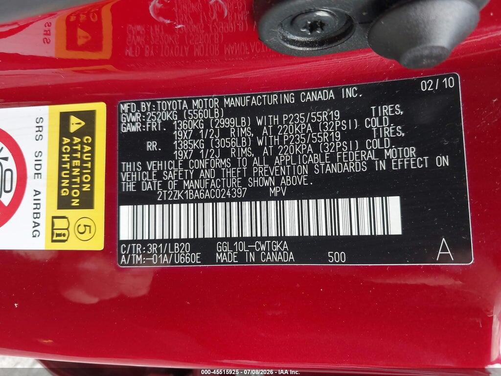 2T2ZK1BA6AC024397 2010 LEXUS RX 350 photo no. 9