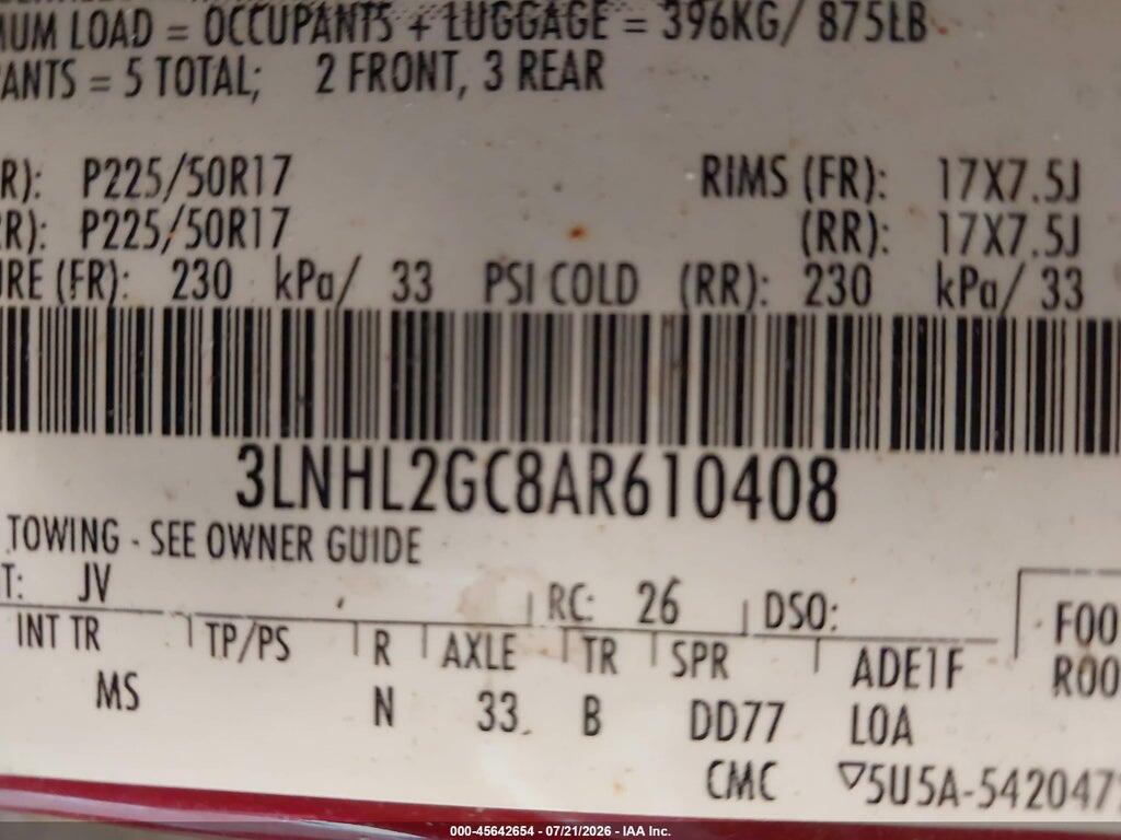 3LNHL2GC8AR610408 2010 LINCOLN MKZ photo no. 9