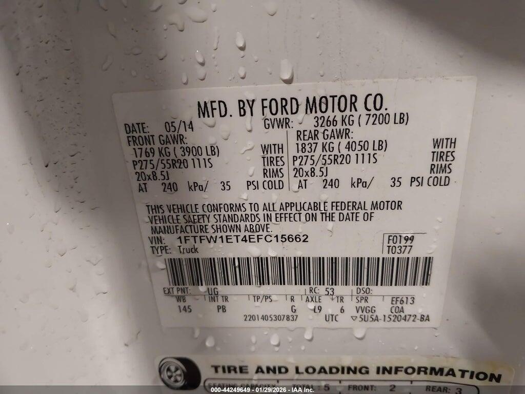 1FTFW1ET4EFC15662 2014 FORD F-150 photo no. 9