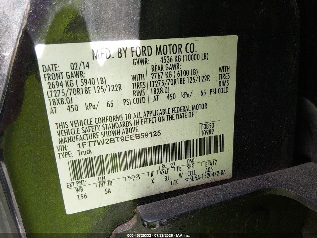 1FT7W2BT9EEB59125 2014 FORD F-250 photo no. 9