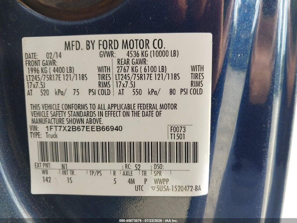 1FT7X2B67EEB66940 2014 FORD F-250 photo no. 9