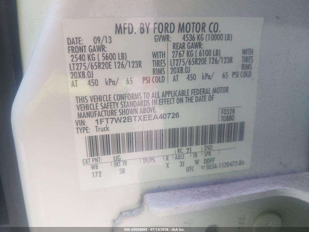 1FT7W2BTXEEA40726 2014 FORD F-250 photo no. 9