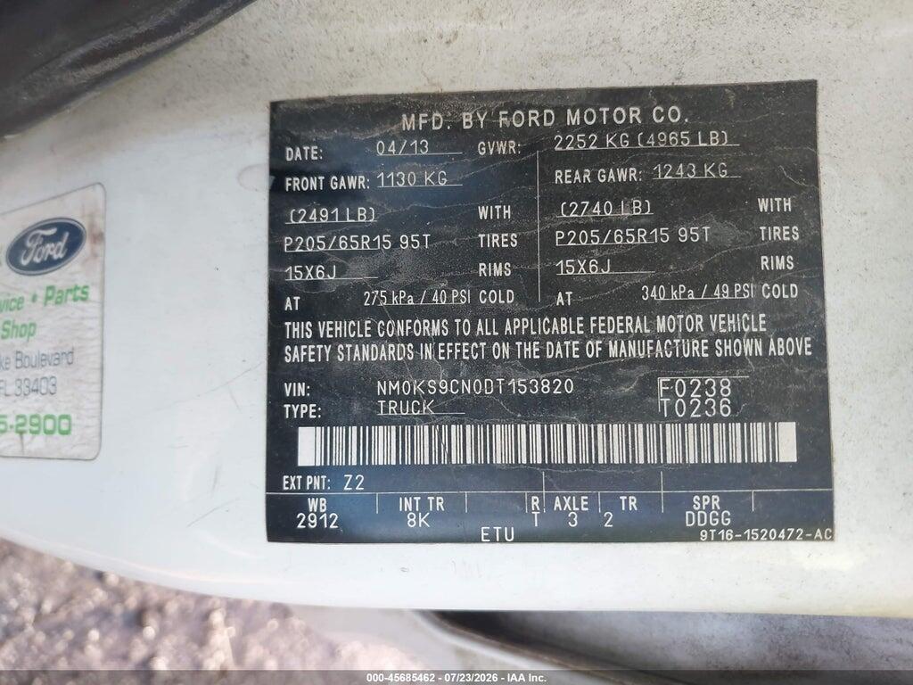 NM0KS9CN0DT153820 2013 FORD TRANSIT CONNECT photo no. 9